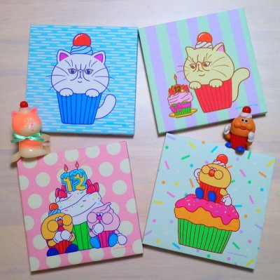 Photo2: ★受注生産商品 /キャンバス 12周年記念イラスト Exotic cat cupcake (プリント)