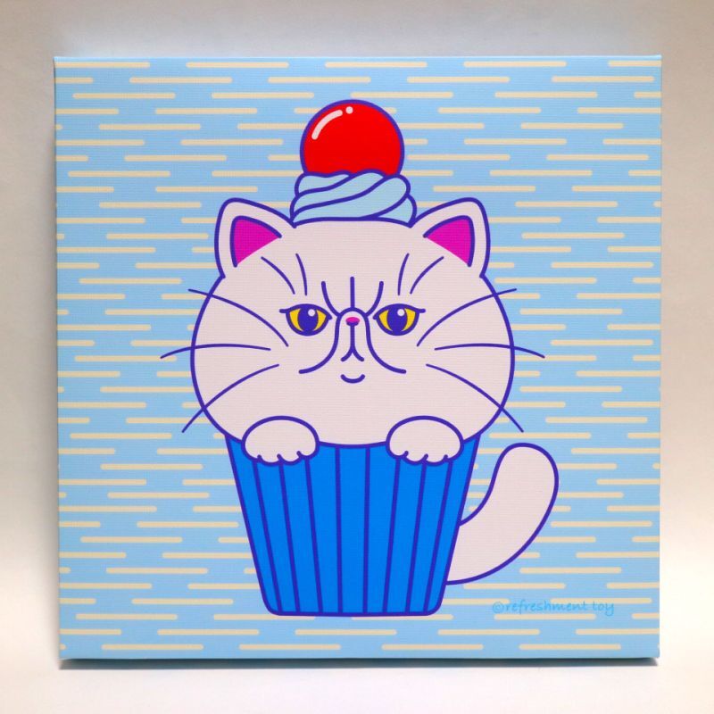 ★受注生産商品 /キャンバス Exotic cat cupcake (プリント)